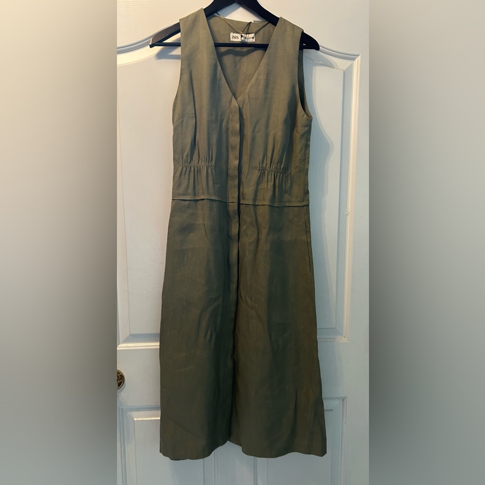 NWT Zara linen blend midi dress